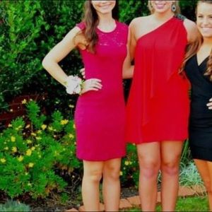 Red body on lace dress